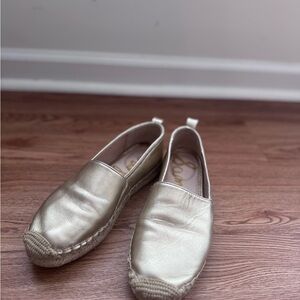 Sam Edelman Gold Metallic Leather Espadrille Slip On Flats Size 7